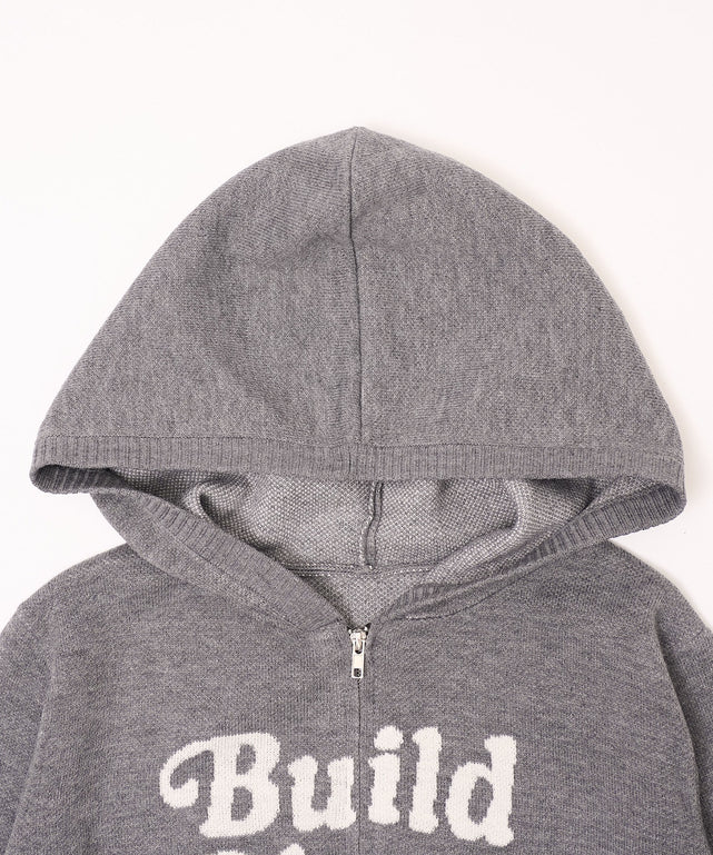 グラフィックジャガードニットZIPパーカー