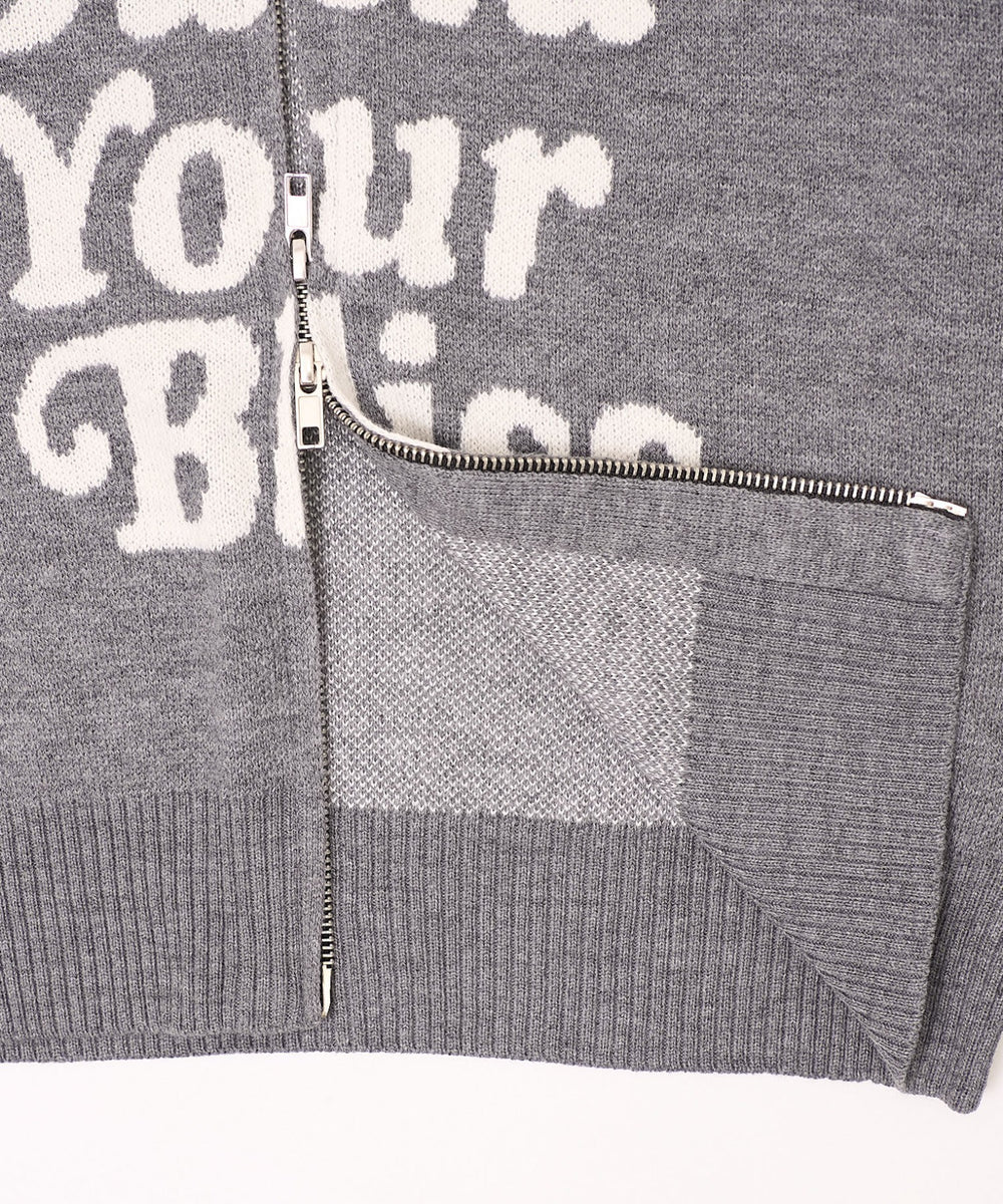 グラフィックジャガードニットZIPパーカー