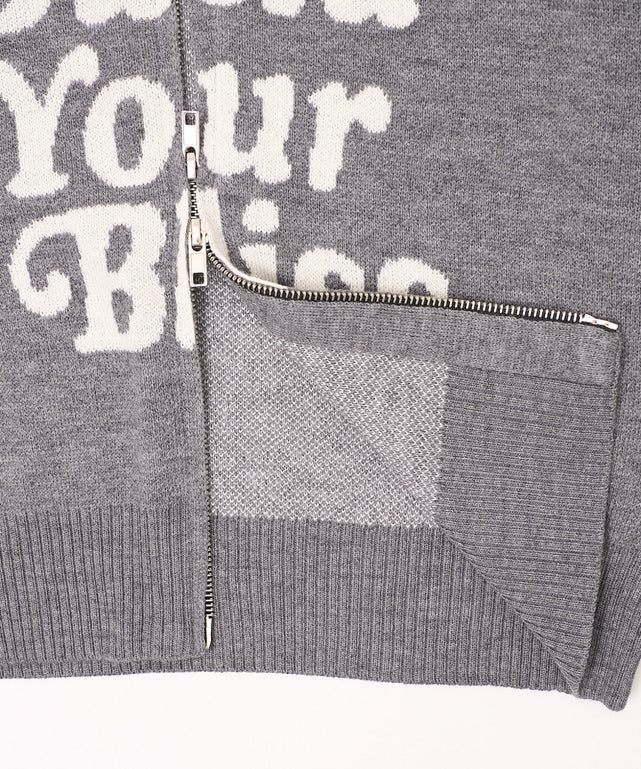 グラフィックジャガードニットZIPパーカー