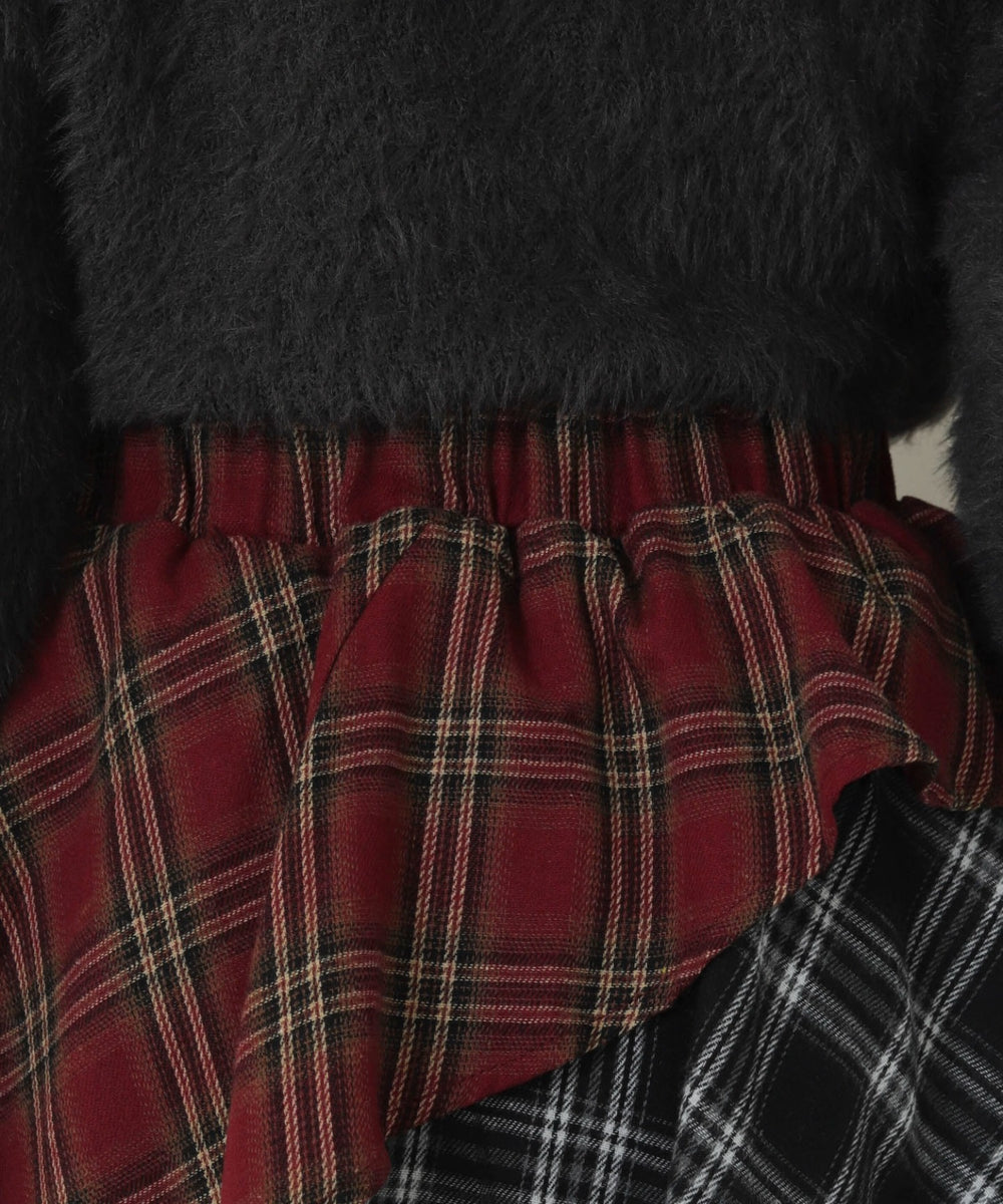 アシンメトリーチェックミニスカパン