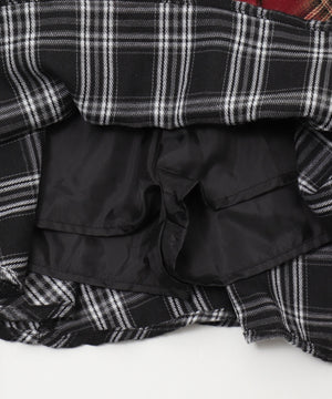 アシンメトリーチェックミニスカパン