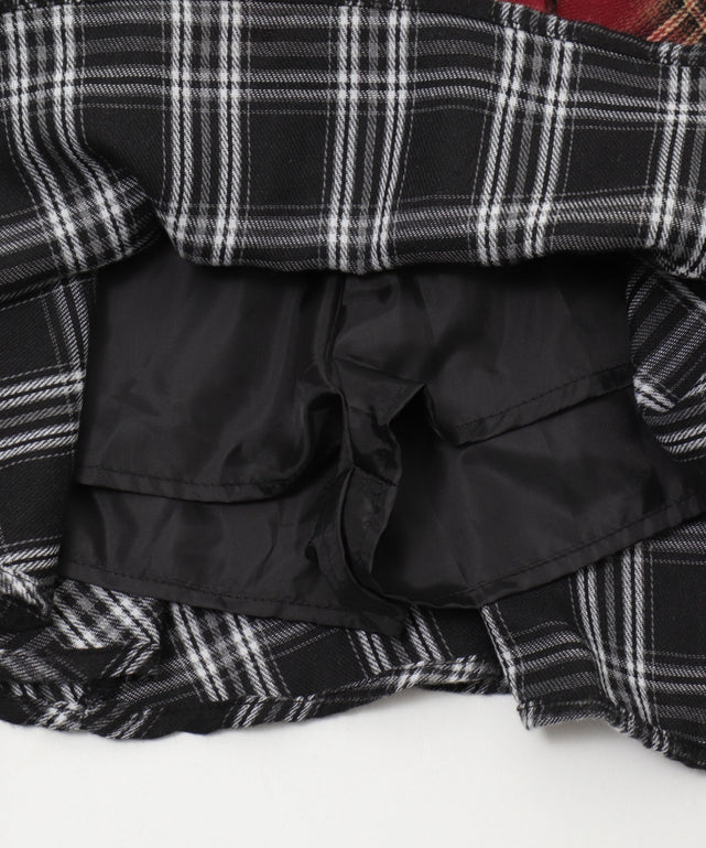 アシンメトリーチェックミニスカパン