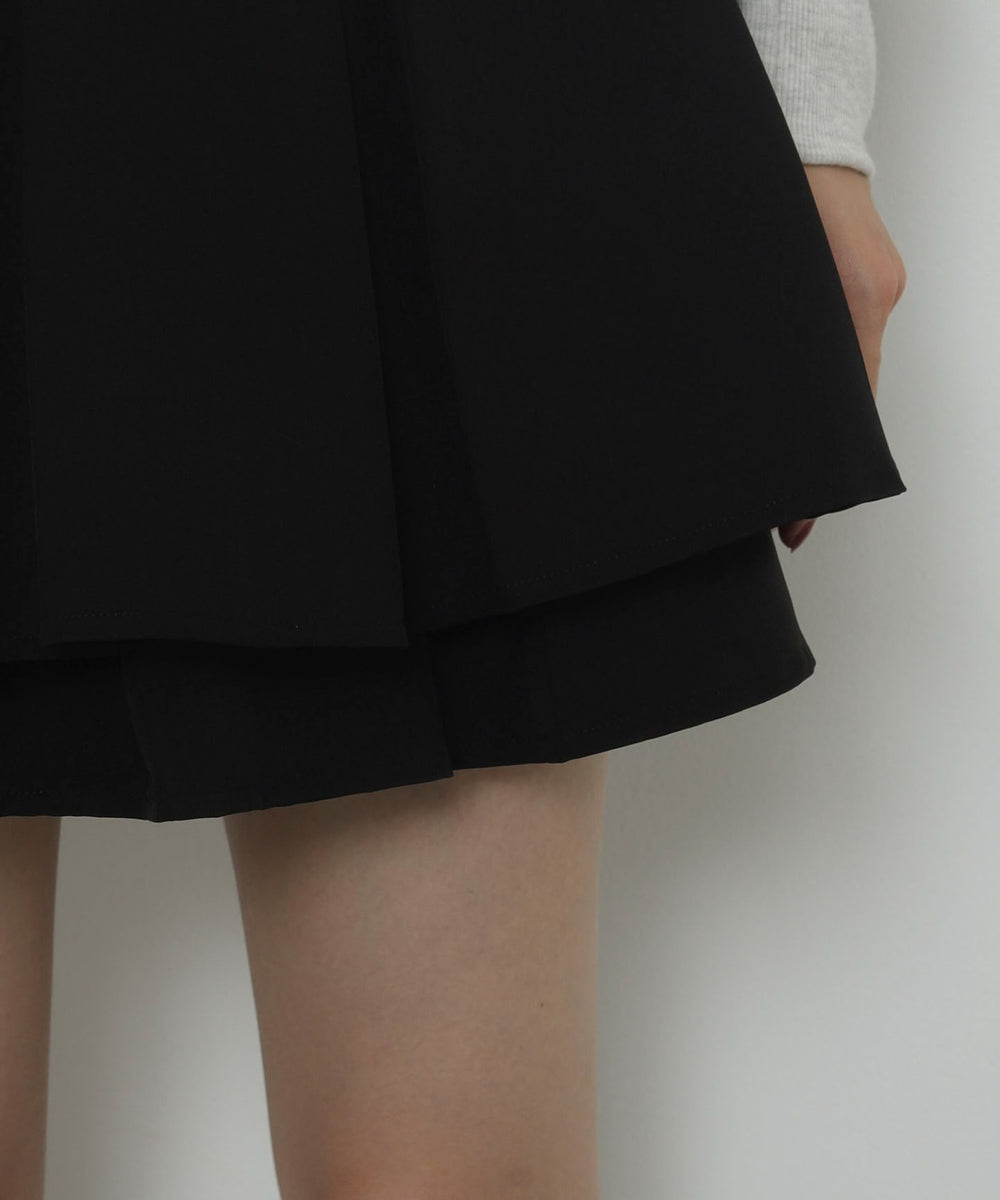 ハイウエスト2段プリーツスカパン