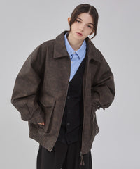 PUダブルZIPフライトブルゾン