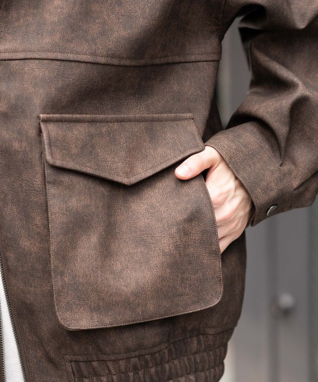 PUダブルZIPフライトブルゾン