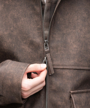 PUダブルZIPフライトブルゾン