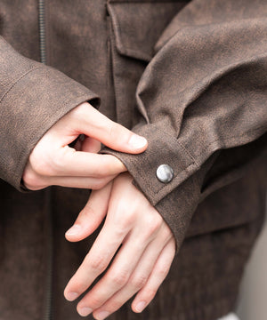 PUダブルZIPフライトブルゾン