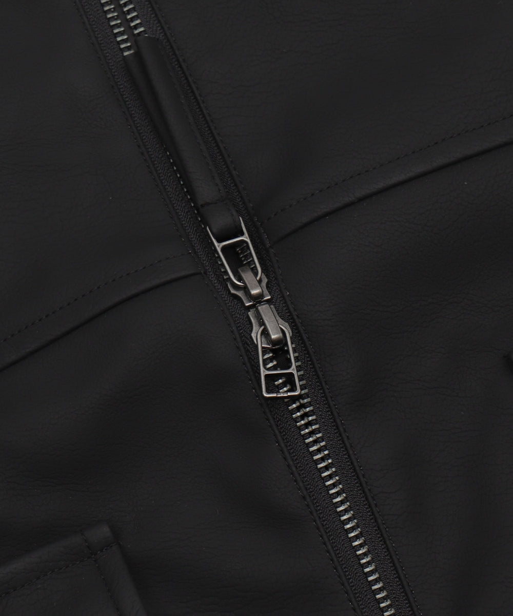 PUダブルZIPフライトブルゾン