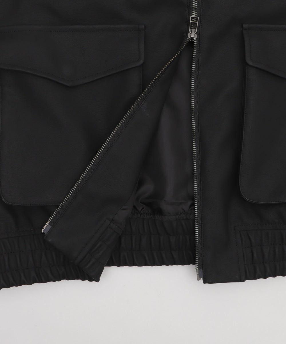 PUダブルZIPフライトブルゾン