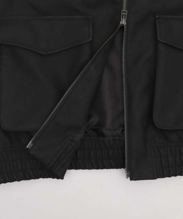 PUダブルZIPフライトブルゾン