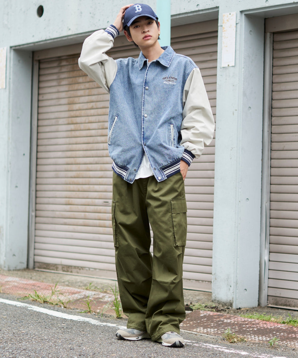 デニム淡加工 モデル：180cm L着用