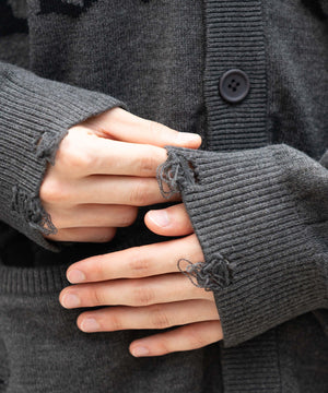 ダメージジャガードカーディガン