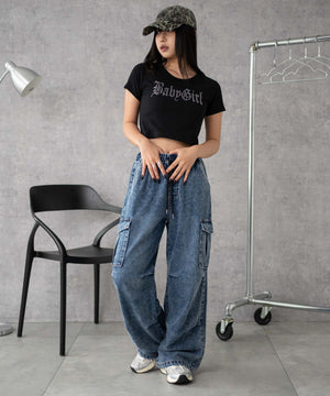 デニム中濃加工 モデル：160cm M着用