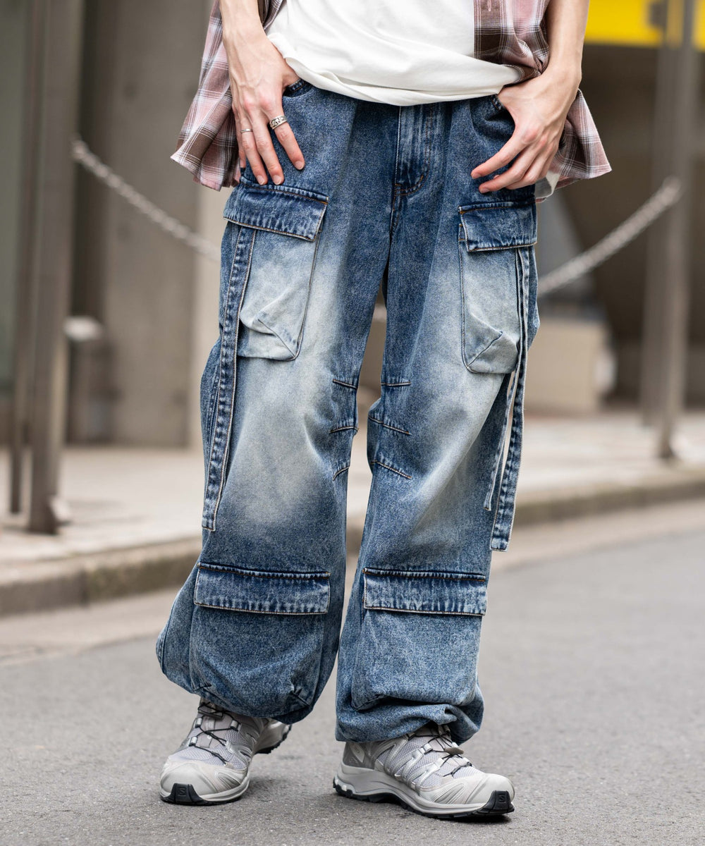 デニム淡加工 モデル：175cm L着用