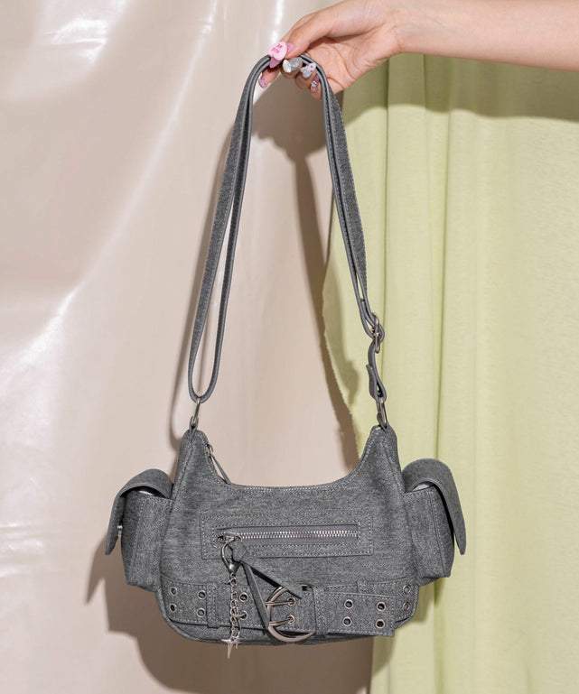 デニム風PUブラック