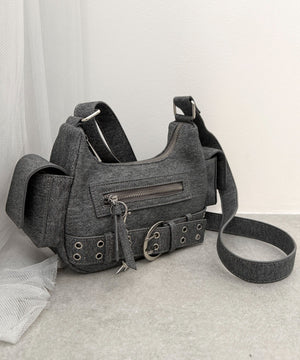 デニム風PUブラック