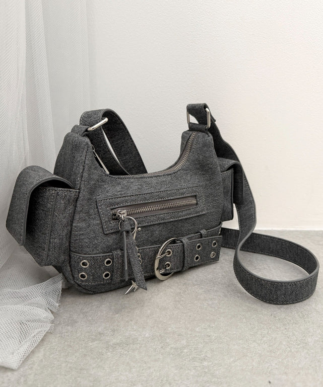 デニム風PUブラック