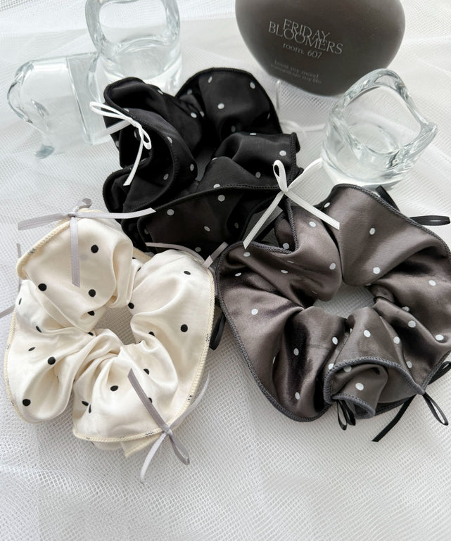 Lリボンドットシュシュ