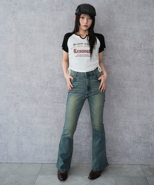 デニム中濃加工 モデル：159cm M着用