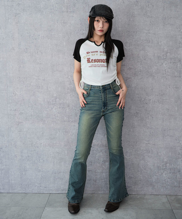 デニム中濃加工 モデル：159cm M着用