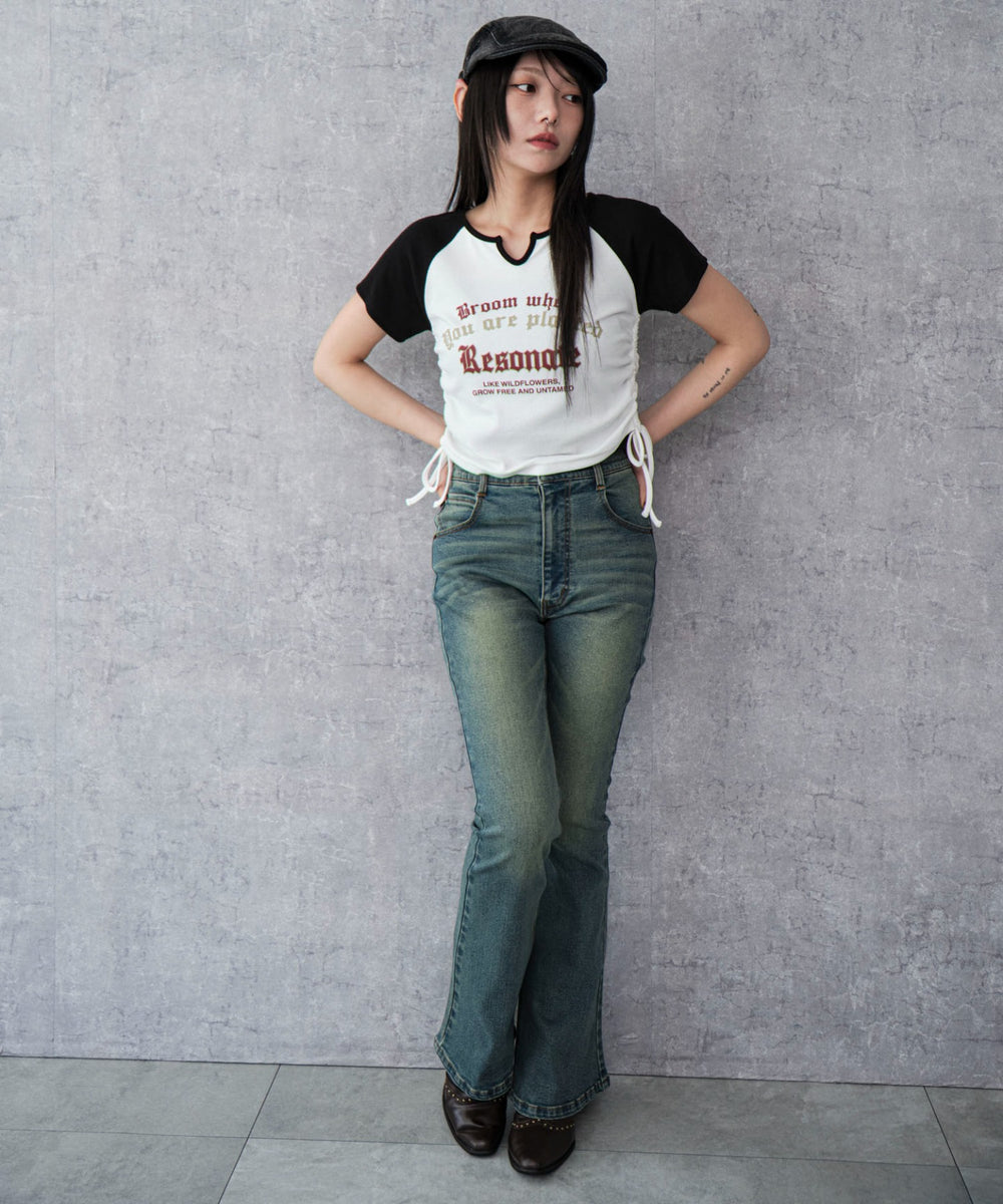 デニム中濃加工 モデル：159cm M着用