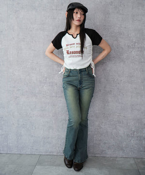 デニム中濃加工 モデル：159cm M着用