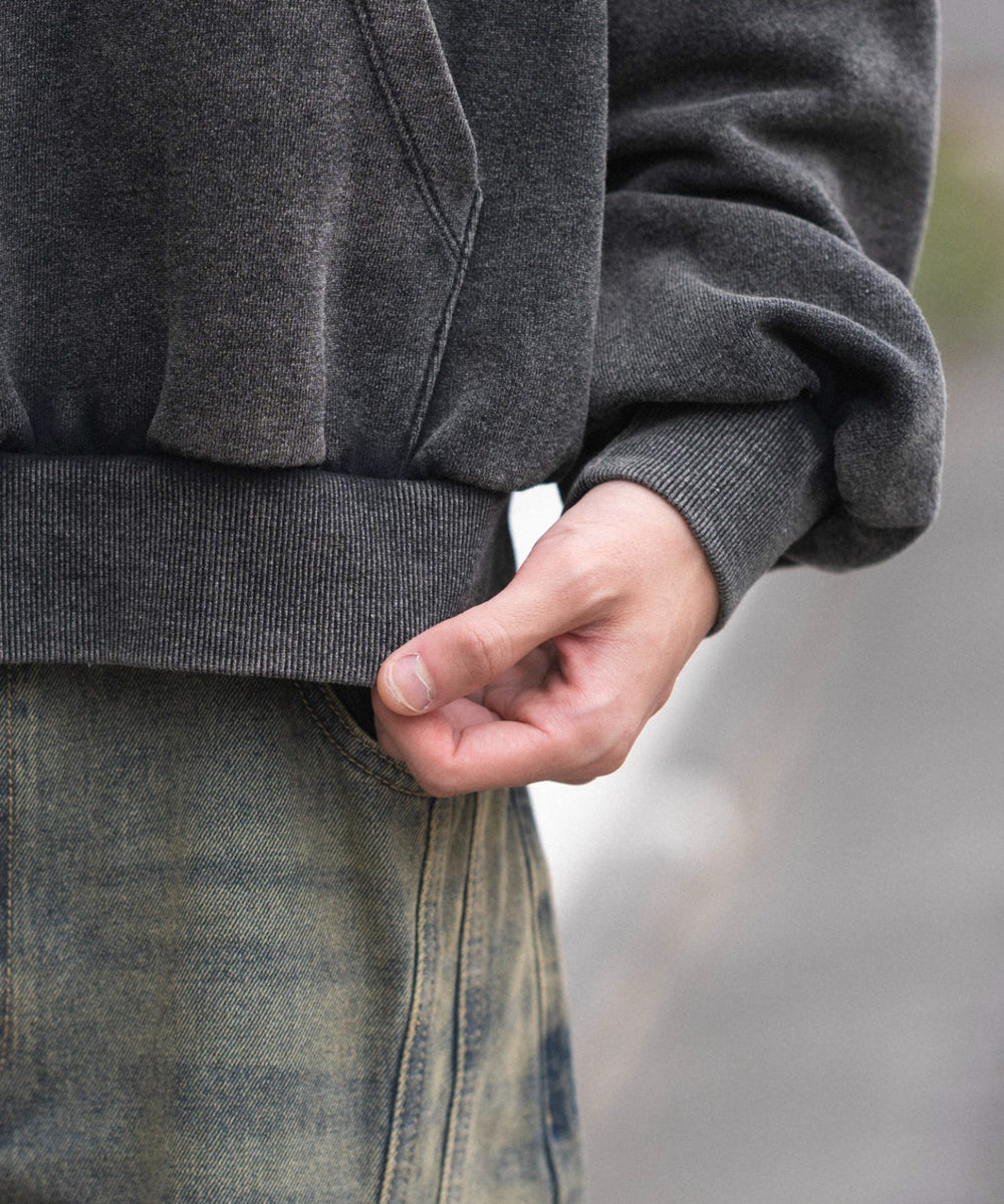 裏起毛ショートグラフィックプルパーカー