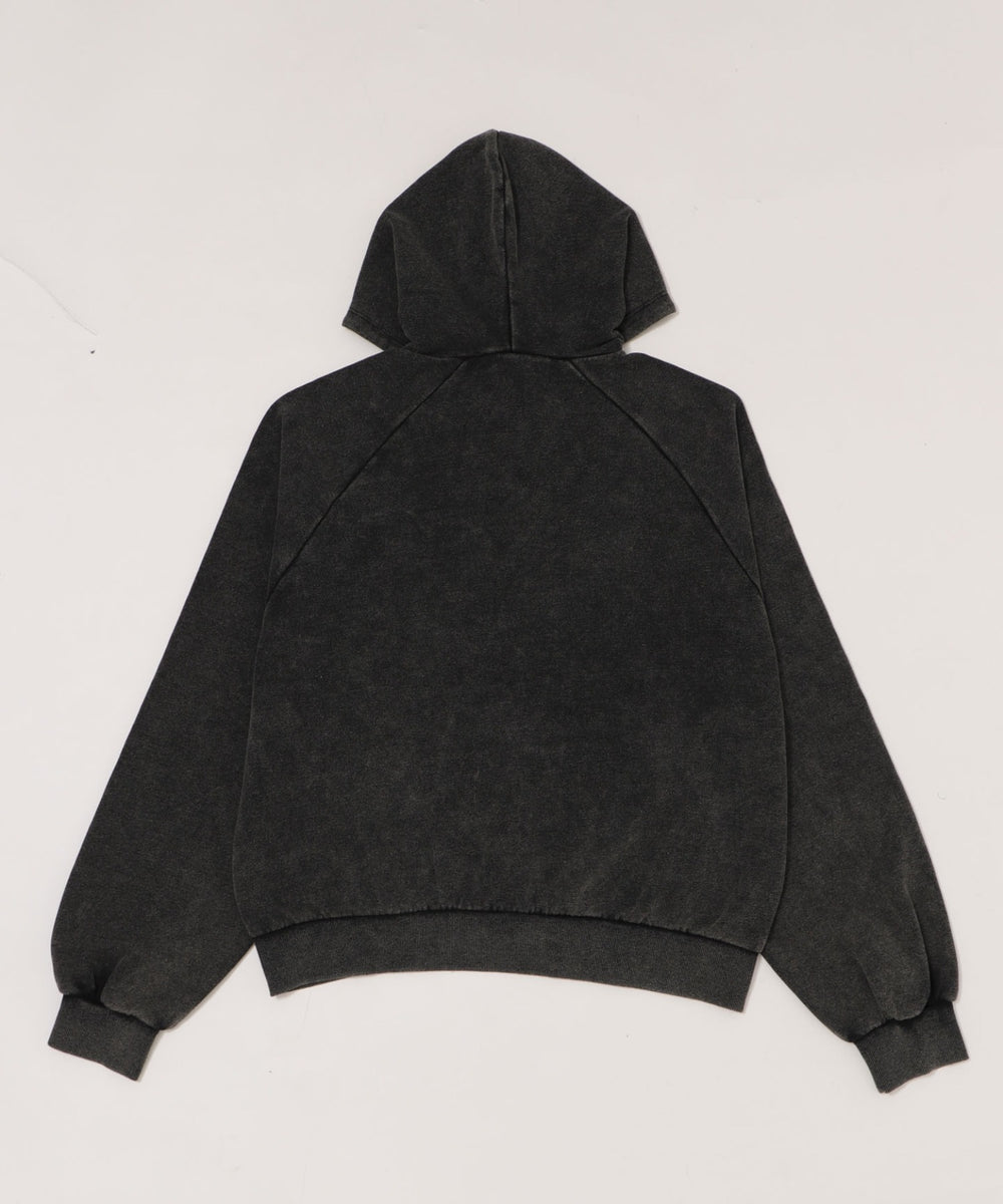 裏起毛ショートグラフィックプルパーカー