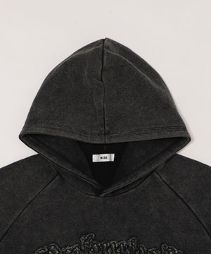 裏起毛ショートグラフィックプルパーカー