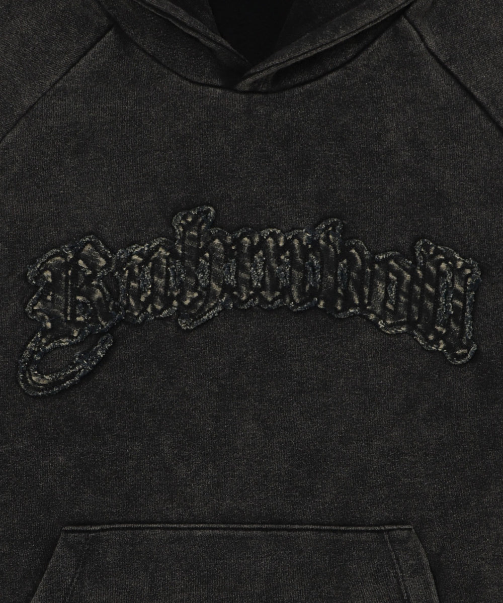 裏起毛ショートグラフィックプルパーカー