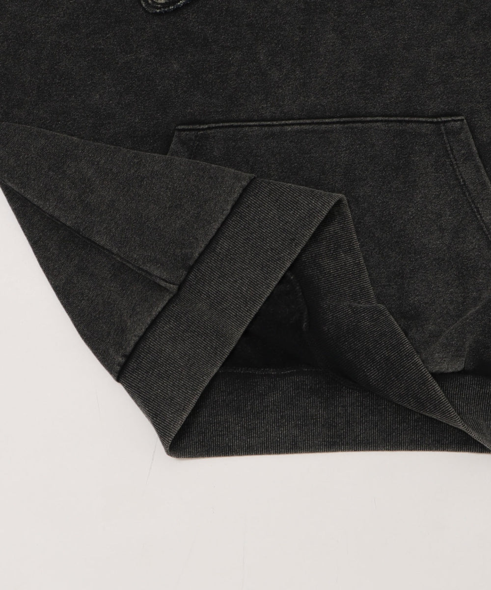 裏起毛ショートグラフィックプルパーカー