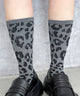 レオパード柄リブソックス(23-25cm)/グレー
