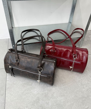 キラキラチャーム付きドラムボストンバッグ