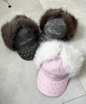 ラインストーンドッグイヤーキャップ