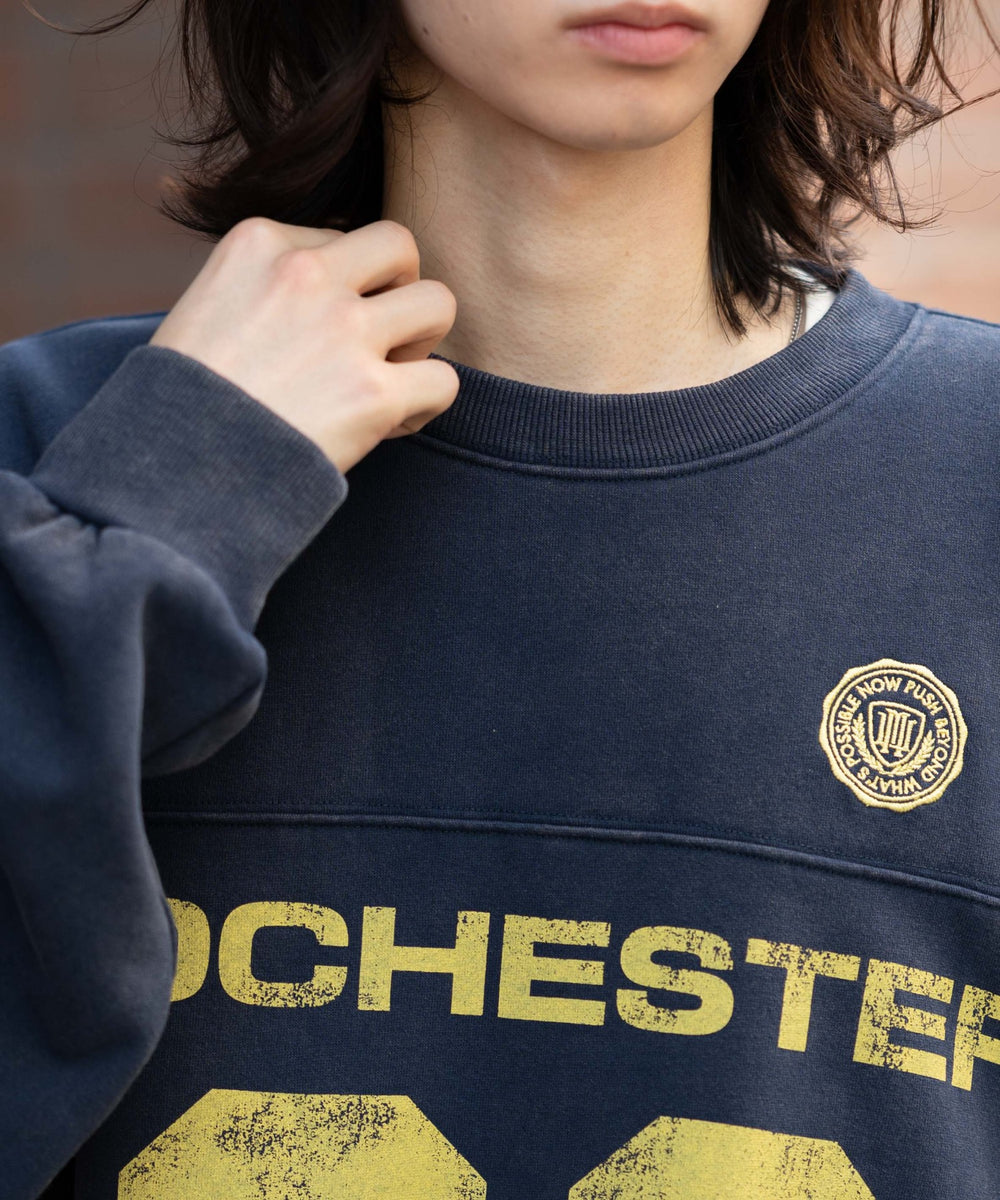 裏起毛ケミカルウォッシュナンバリングプルオーバー