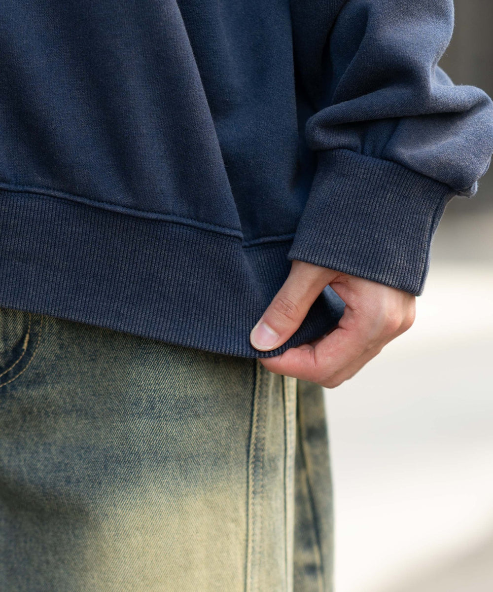 裏起毛ケミカルウォッシュナンバリングプルオーバー