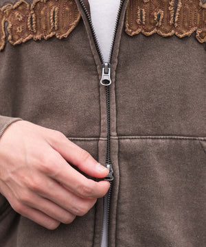 裏起毛ショートグラフィックZIPパーカー