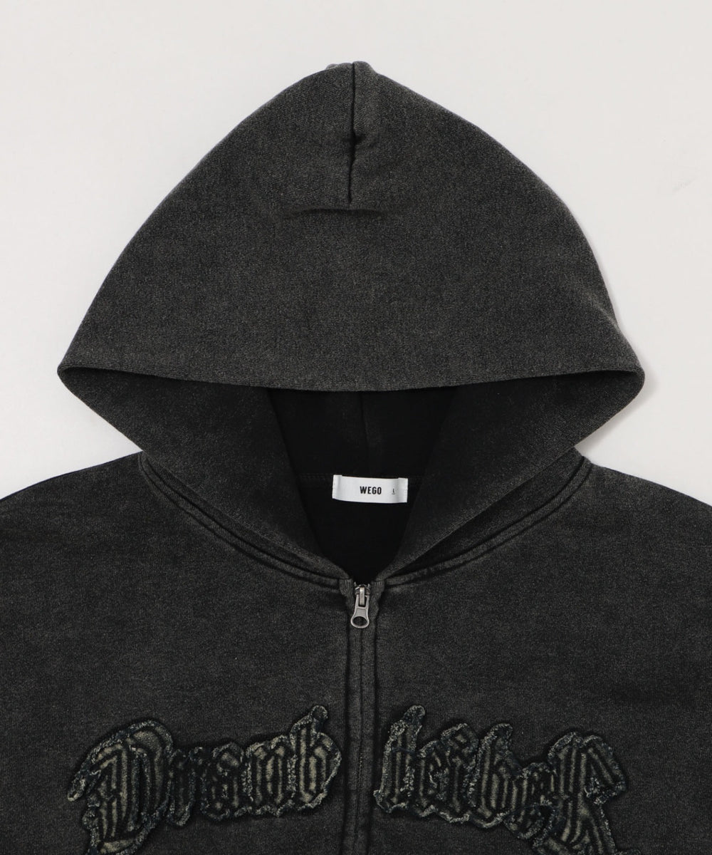 裏起毛ショートグラフィックZIPパーカー