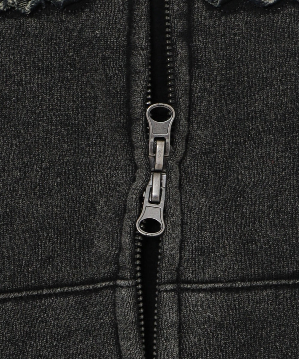 裏起毛ショートグラフィックZIPパーカー