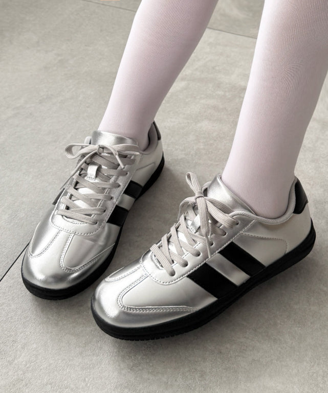 2ラインローカットスニーカー/シルバー