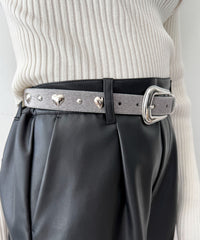 Lハートスタッズシャギーベルト