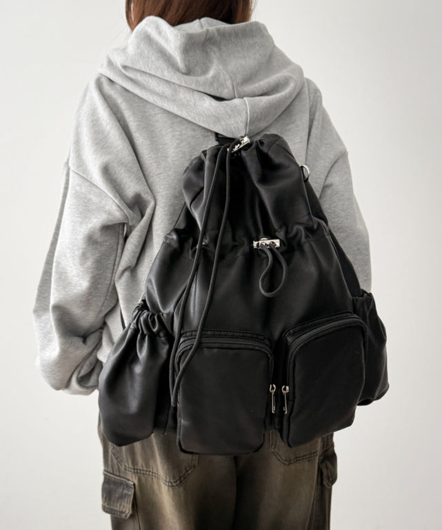 2ポケットPUドロストナップサック/ブラック