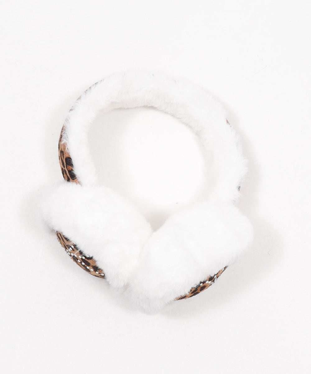 リボンラインストーンファーイヤーマフ