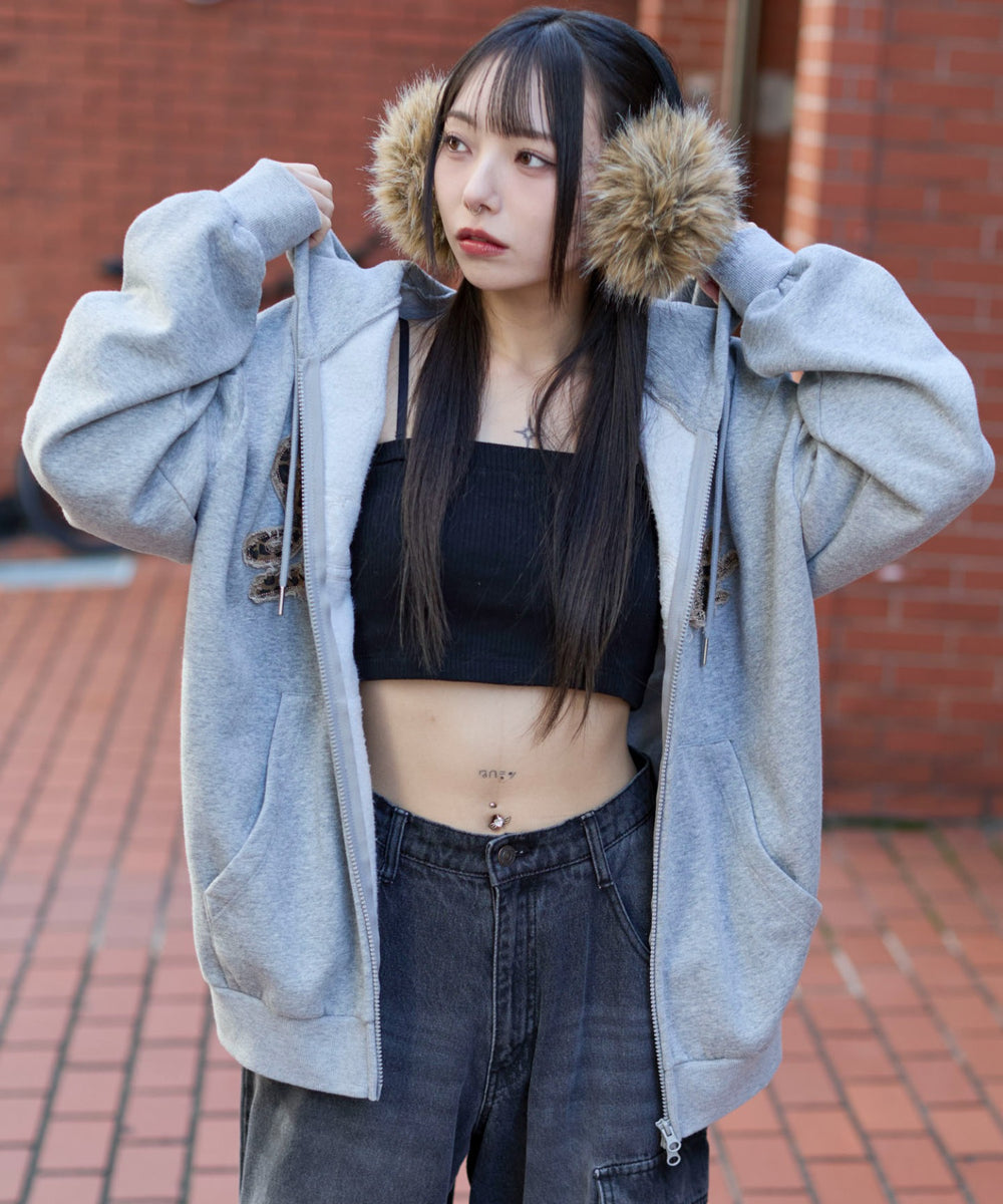 杢グレー　モデル：159cm L着用