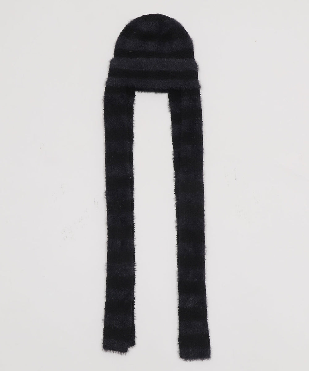 ボーダーロングイヤーニットキャップ