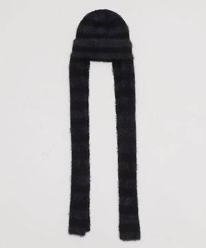 ボーダーロングイヤーニットキャップ