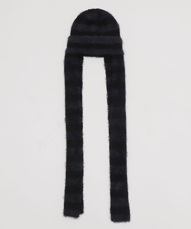 ボーダーロングイヤーニットキャップ