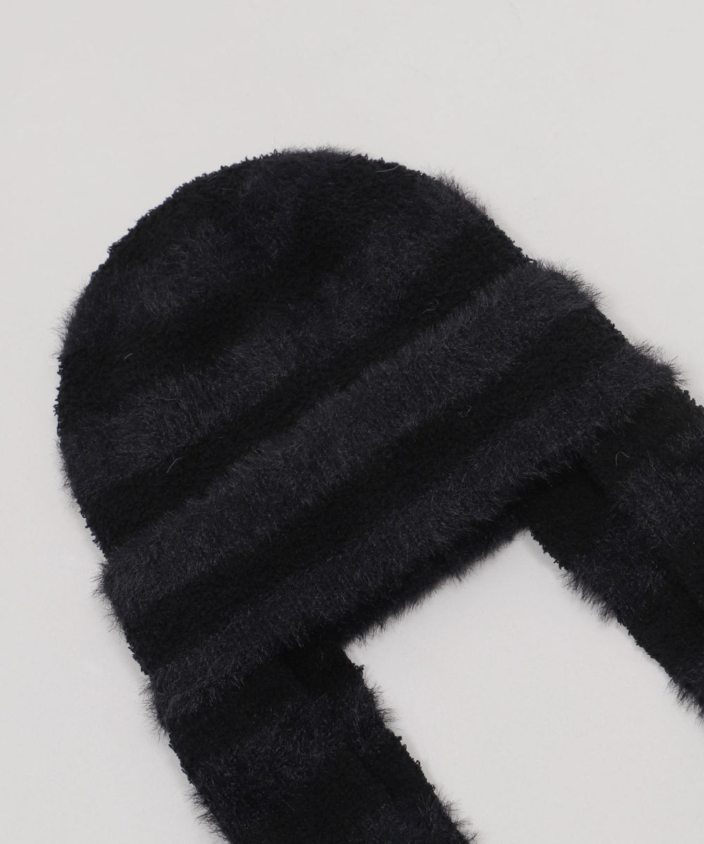 ボーダーロングイヤーニットキャップ