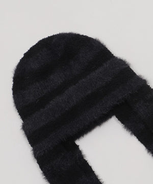 ボーダーロングイヤーニットキャップ