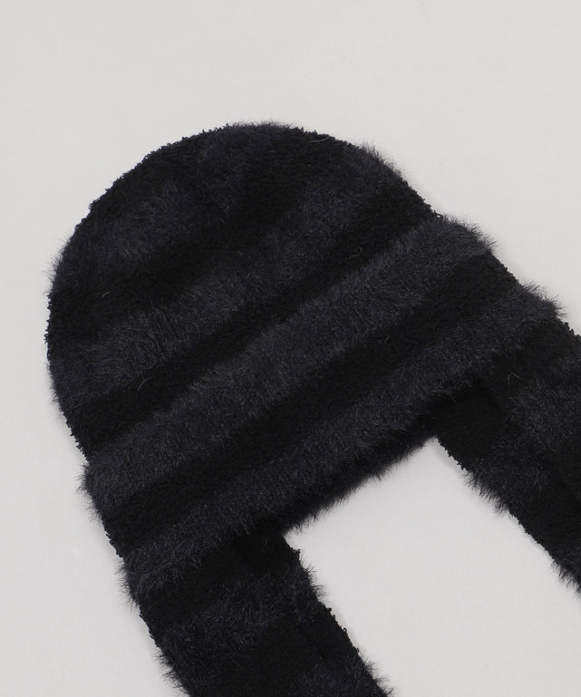 ボーダーロングイヤーニットキャップ